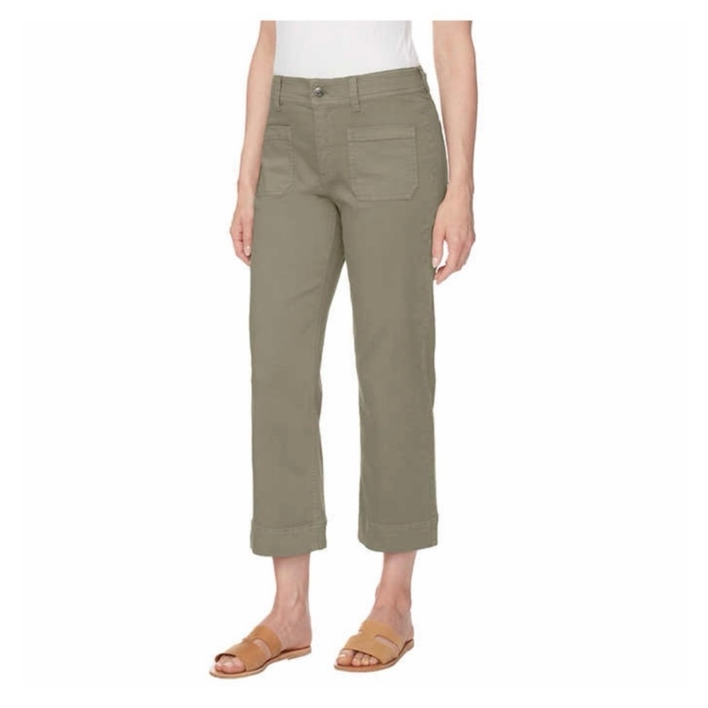 Buffalo David Bitton Brigette Wide Leg Soft Crop Pant Tea Leaf Green Size 14